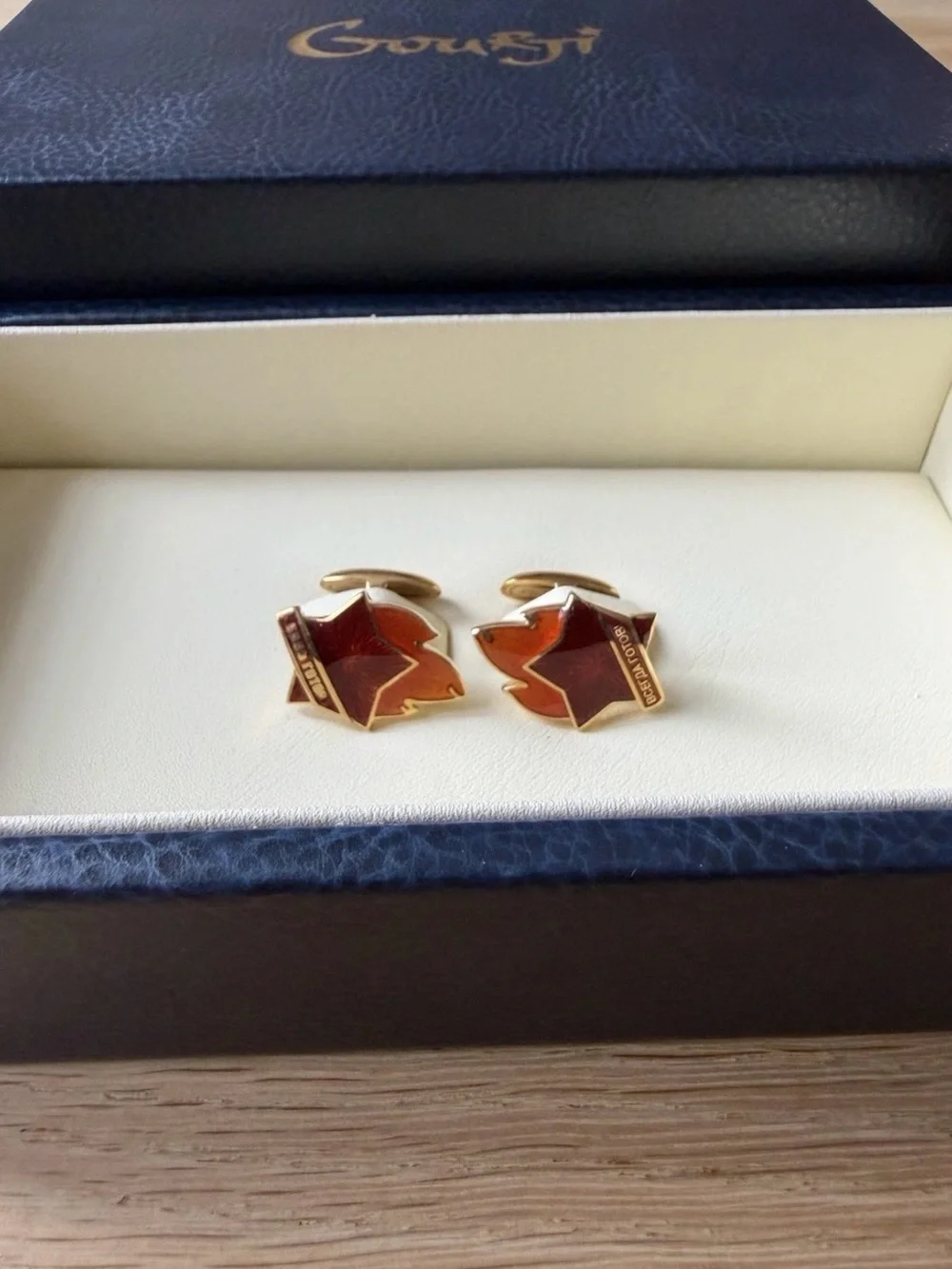 Gourji 18K Gold Enamel Cufflinks Rare Limited Edition 111 Always Ready Russia